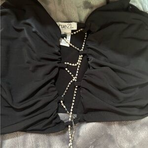 Rue21 Black Crop Top with Trendy Style